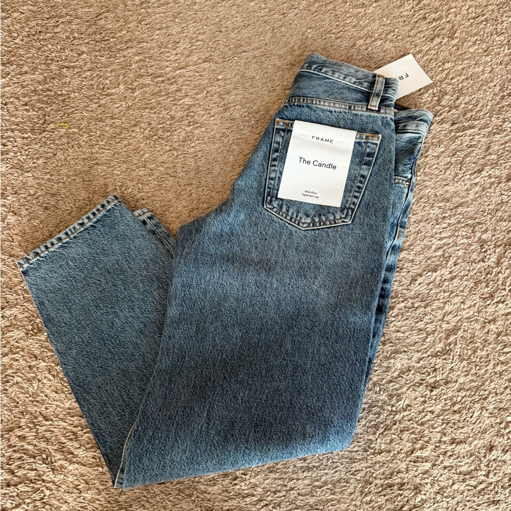 Frame Denim Women's Jeans The Candle Mid Rise Tapered Leg Size 24 100% Cotton